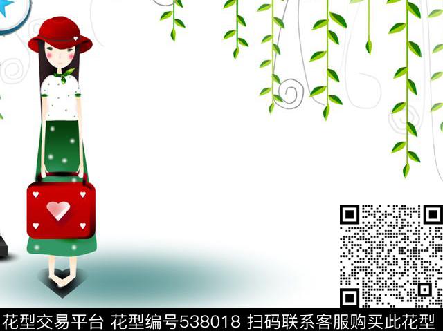绿叶可爱梦幻数码印花华亿平台下载（图片编号: 538018） - 瓦栏（Walan）