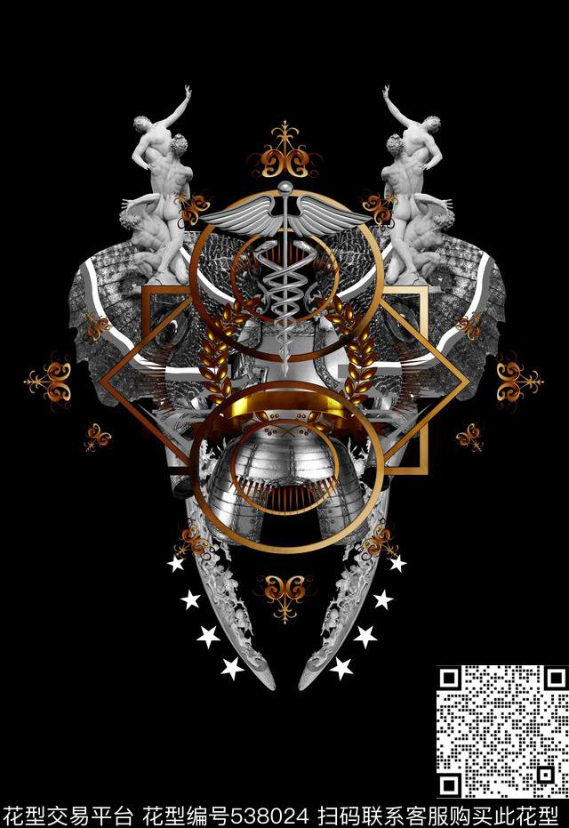 抽象时尚艺术数码印花华亿平台下载（图片编号: 538024） - 瓦栏（Walan）