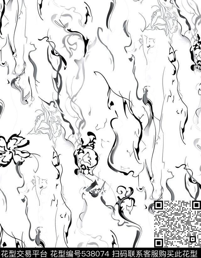 云纹几何线条传统印花华亿平台下载（图片编号: 538074） - 瓦栏（Walan）