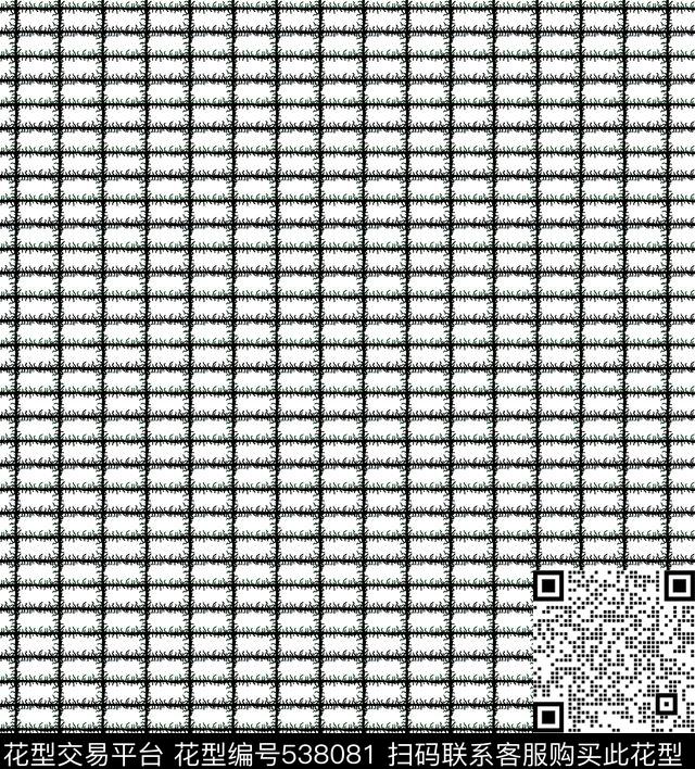 格子线条波浪传统印花华亿平台下载（图片编号: 538081） - 瓦栏（Walan）
