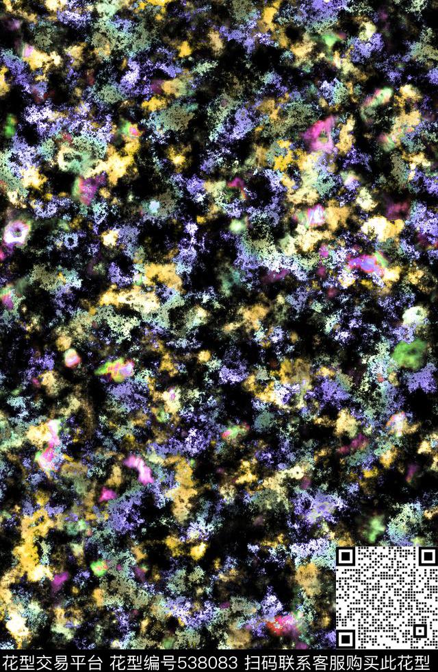 肌理笔触水墨数码印花华亿平台下载（图片编号: 538083） - 瓦栏（Walan）