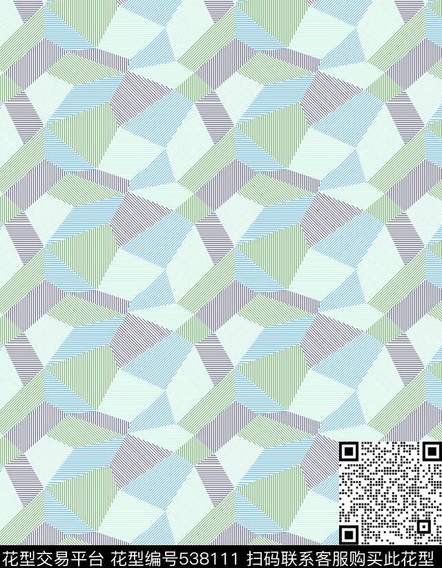 线条几何乱花传统印花华亿平台下载（图片编号: 538111） - 瓦栏（Walan）