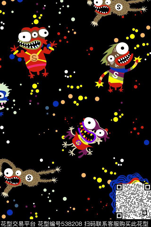 手绘卡通趣味波点传统印花华亿平台下载（图片编号: 538208） - 瓦栏（Walan）