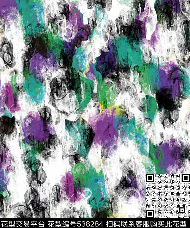 线条几何渐变数码印花华亿平台下载（图片编号: 538284） - 瓦栏（Walan）