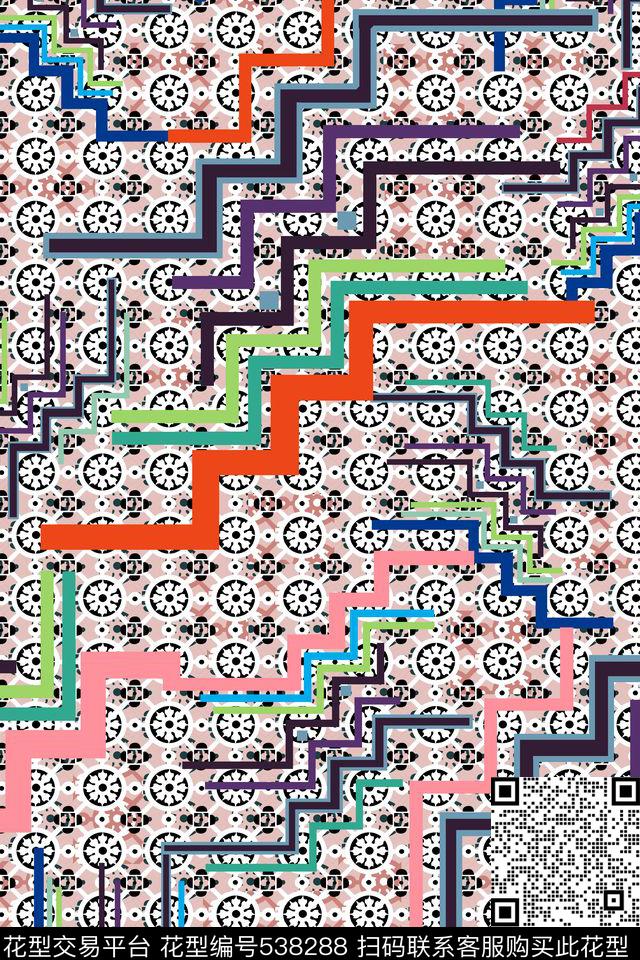 几何潮流时尚大牌传统花纹几何传统印花华亿平台下载（图片编号: 538288） - 瓦栏（Walan）