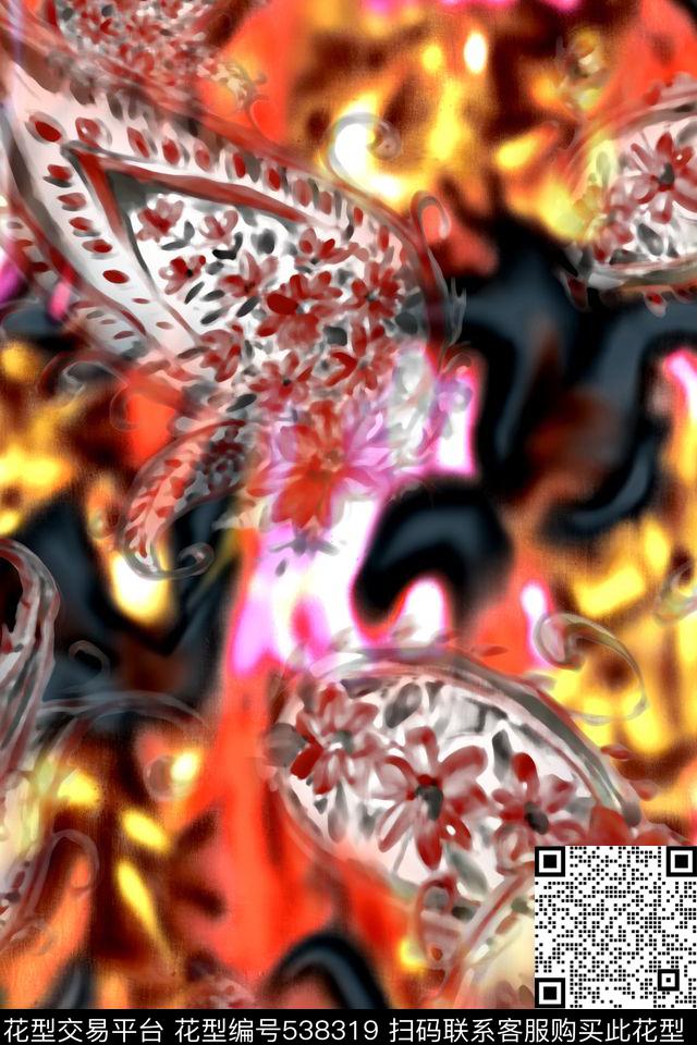 抽象数码华亿平台腰果数码印花华亿平台下载（图片编号: 538319） - 瓦栏（Walan）