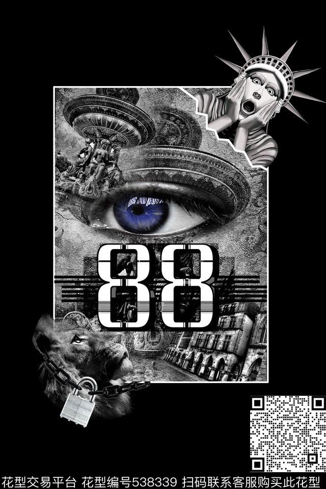 潮流时尚灰度拼接男装定位数码印花华亿平台下载（图片编号: 538339） - 瓦栏（Walan）