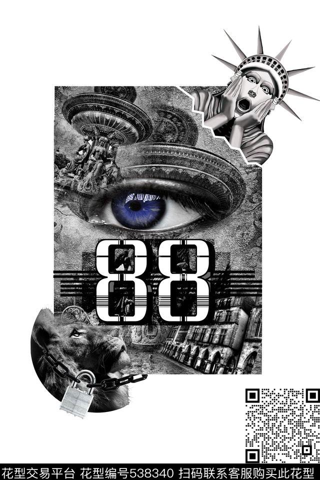 潮流时尚灰度拼接男装定位数码印花华亿平台下载（图片编号: 538340） - 瓦栏（Walan）