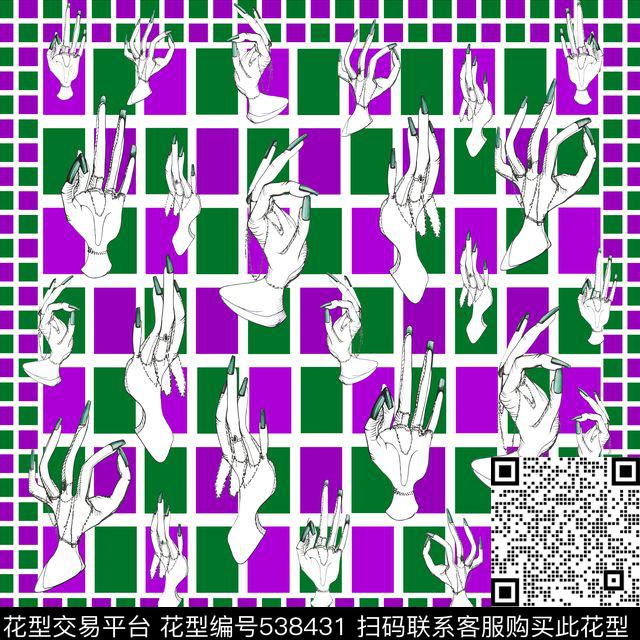 大牌华亿平台格子几何数码印花华亿平台下载（图片编号: 538431） - 瓦栏（Walan）