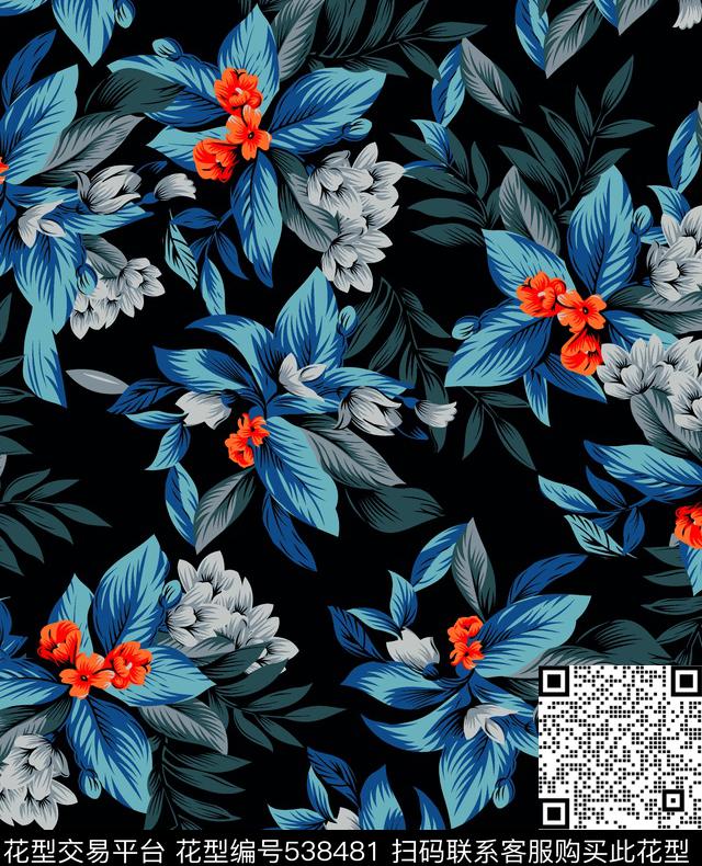 花卉民族民族花卉传统印花华亿平台下载（图片编号: 538481） - 瓦栏（Walan）