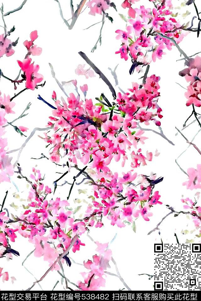 中国风梅花系列数码印花数码印花华亿平台下载（图片编号: 538482） - 瓦栏（Walan）