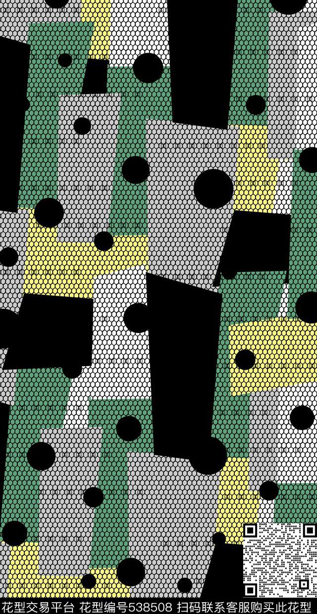 抽象几何图形色块传统印花华亿平台下载（图片编号: 538508） - 瓦栏（Walan）