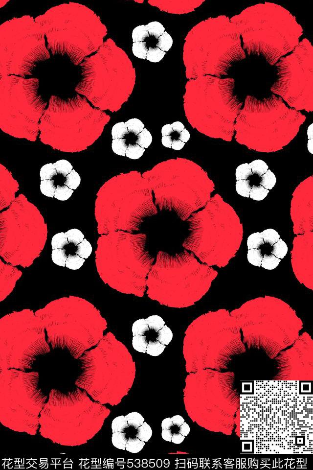 单纯花朵简练传统印花华亿平台下载（图片编号: 538509） - 瓦栏（Walan）