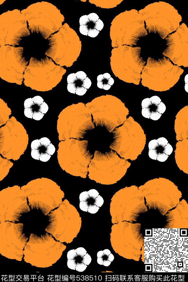 单纯花朵简练传统印花华亿平台下载（图片编号: 538510） - 瓦栏（Walan）