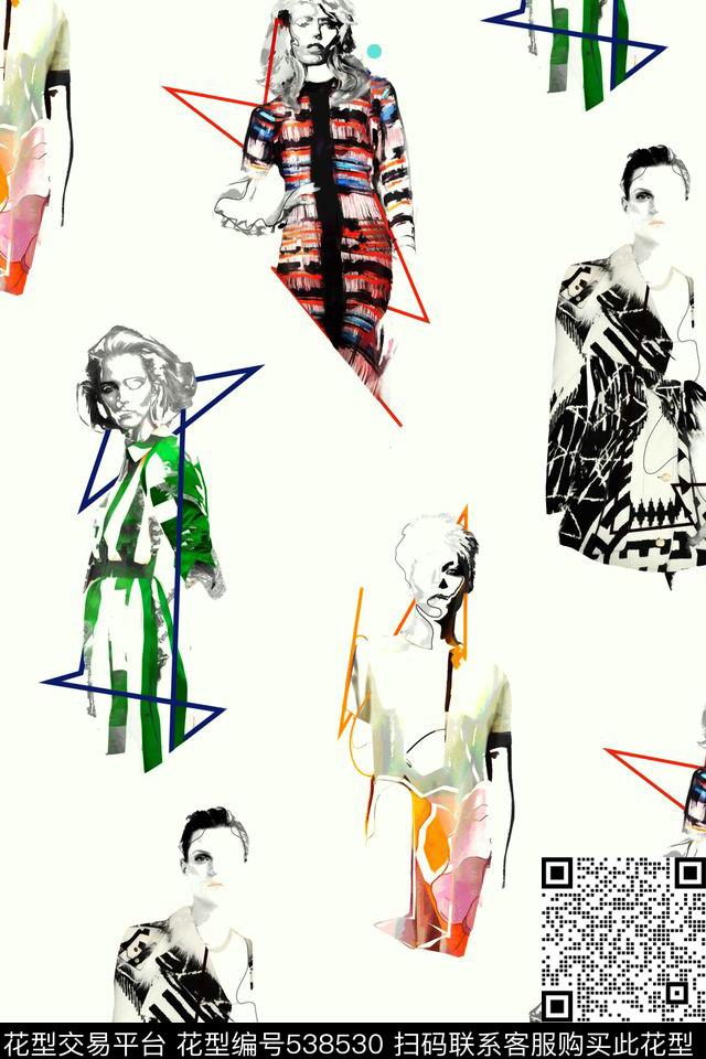 抽象纯色底模特数码印花华亿平台下载（图片编号: 538530） - 瓦栏（Walan）