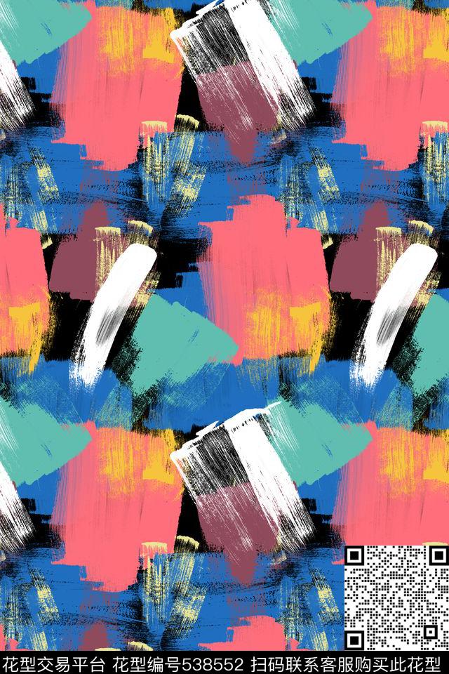 斑斓笔触创意传统印花华亿平台下载（图片编号: 538552） - 瓦栏（Walan）