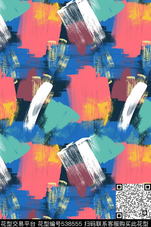 斑斓笔触创意传统印花华亿平台下载（图片编号: 538555） - 瓦栏（Walan）