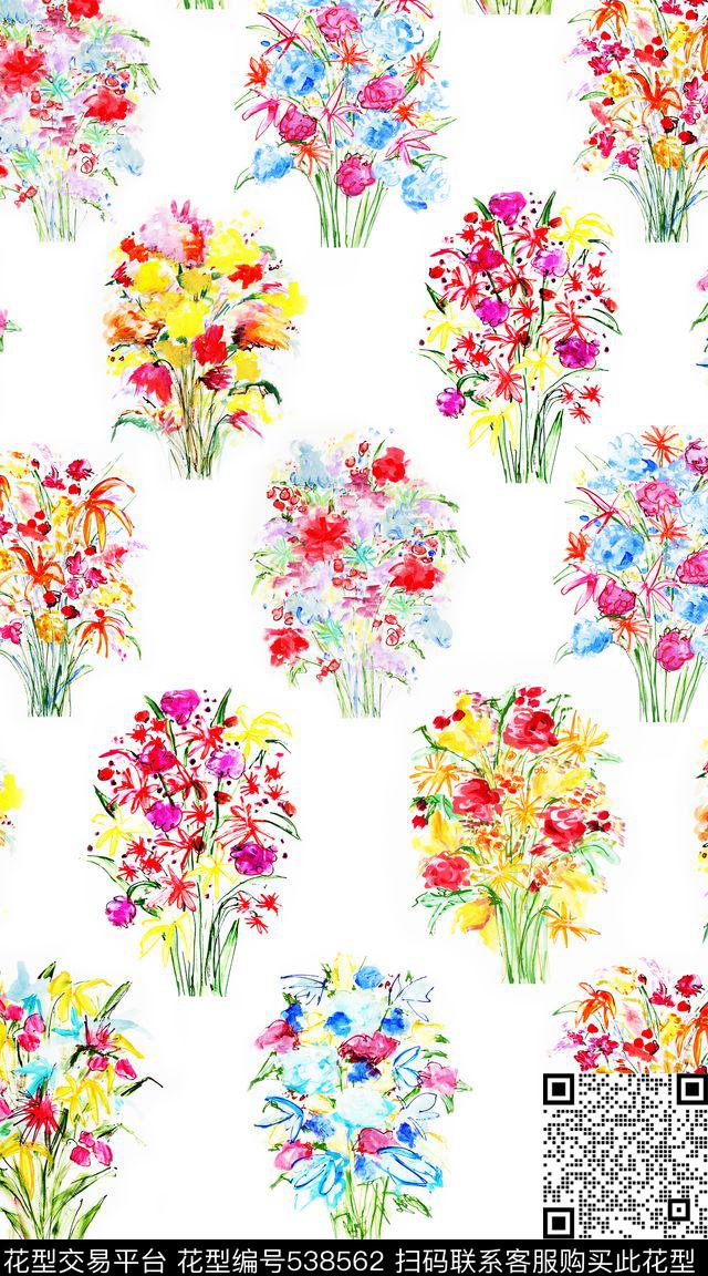 时尚花卉数码印花华亿平台下载（图片编号: 538562） - 瓦栏（Walan）