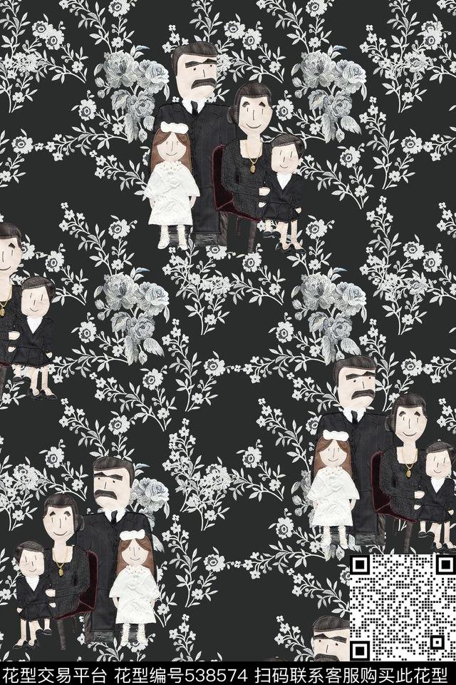 小清新卡通小清新花卉卡通人物墙纸华亿平台女士休闲装面料数码印花华亿平台下载（图片编号: 538574） - 瓦栏（Walan）