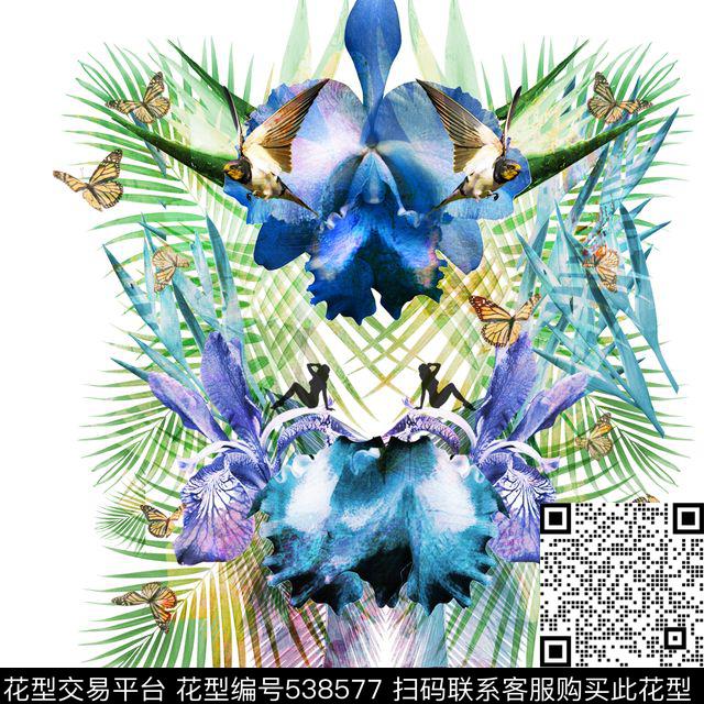 数码印花花卉民族花卉数码印花华亿平台下载（图片编号: 538577） - 瓦栏（Walan）