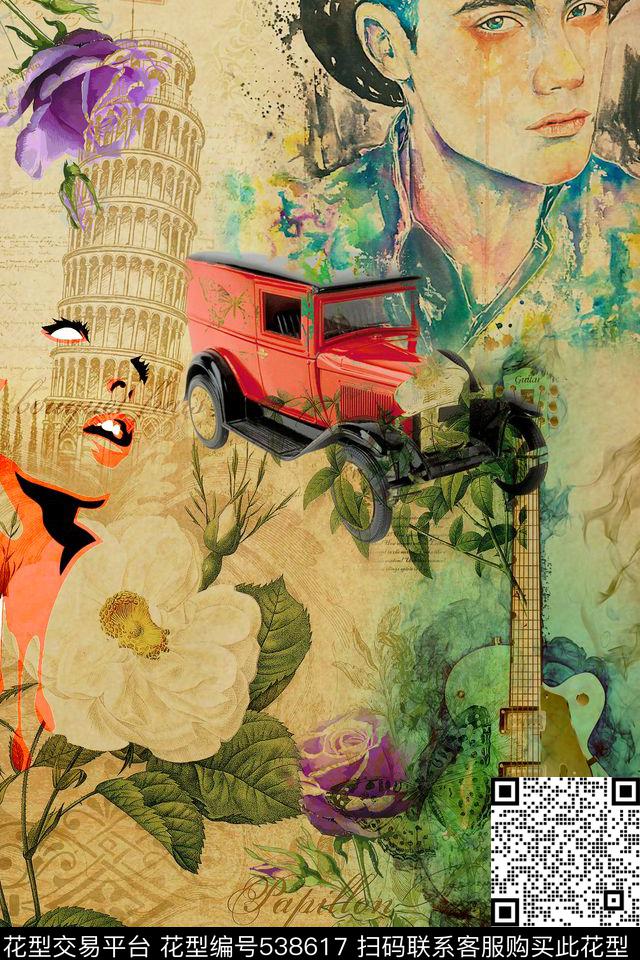 创意服装面料创意设计图案T恤数码印花华亿平台下载（图片编号: 538617） - 瓦栏（Walan）