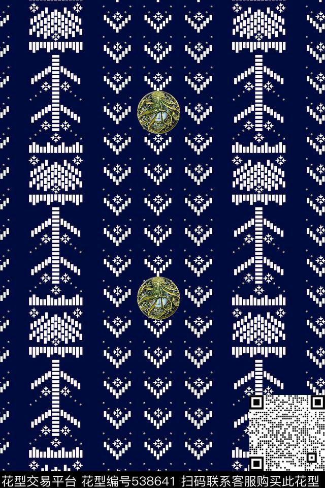 时尚格纹金属扣数码印花华亿平台下载（图片编号: 538641） - 瓦栏（Walan）