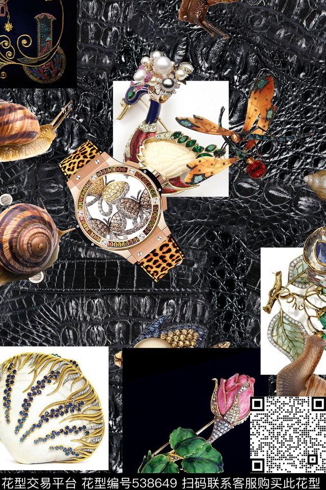 蛇皮珠宝时尚拼接数码印花华亿平台下载（图片编号: 538649） - 瓦栏（Walan）