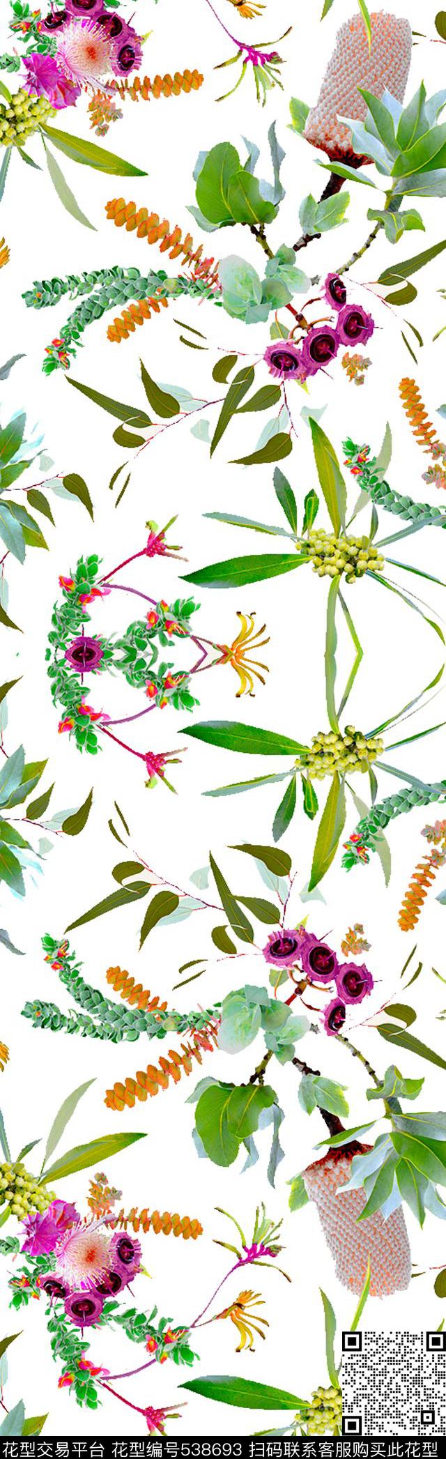 植物花卉清新干净数码印花华亿平台下载（图片编号: 538693） - 瓦栏（Walan）