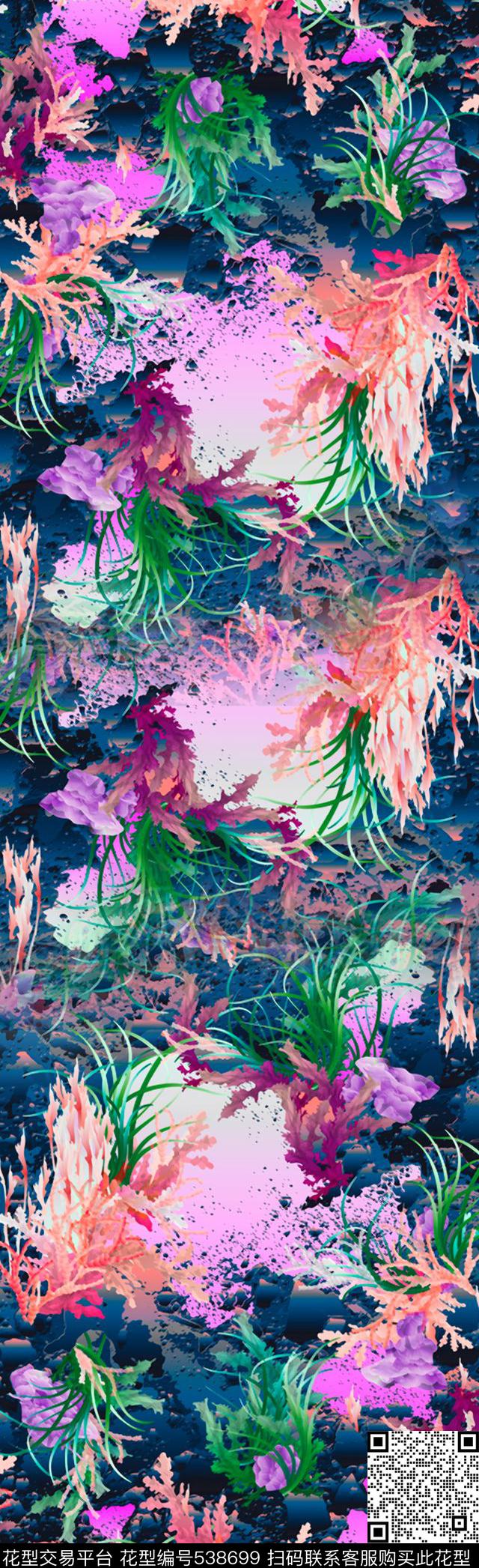 抽象水彩色块数码印花华亿平台下载（图片编号: 538699） - 瓦栏（Walan）