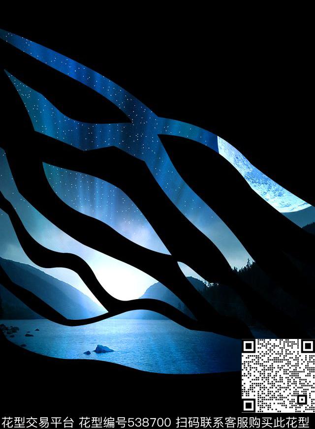 抽象斑马纹日出风景数码印花华亿平台下载（图片编号: 538700） - 瓦栏（Walan）