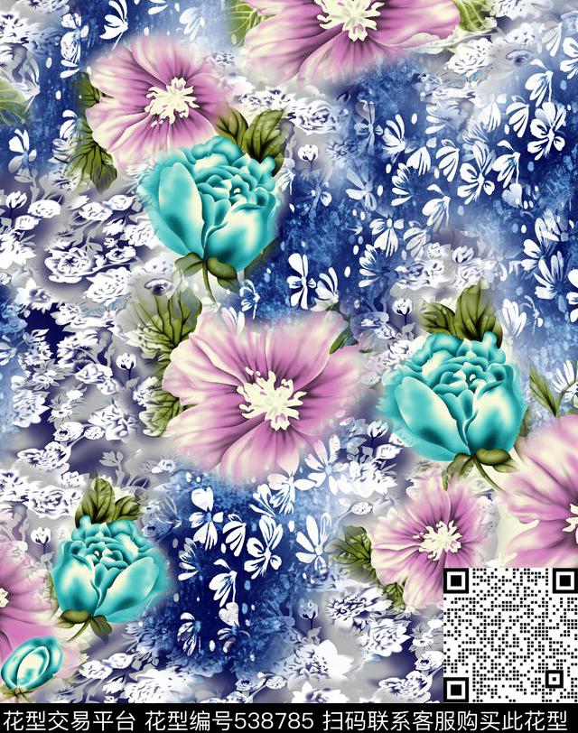 大气花卉数码华亿平台数码印花华亿平台下载（图片编号: 538785） - 瓦栏（Walan）