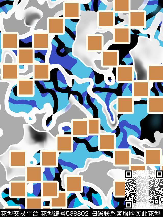 抽象几何多彩动感大气数码印花华亿平台下载（图片编号: 538802） - 瓦栏（Walan）