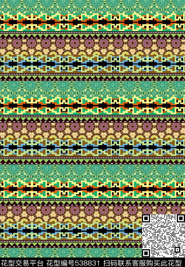 几何潮流时尚大牌手绘几何线条传统印花华亿平台下载（图片编号: 538831） - 瓦栏（Walan）