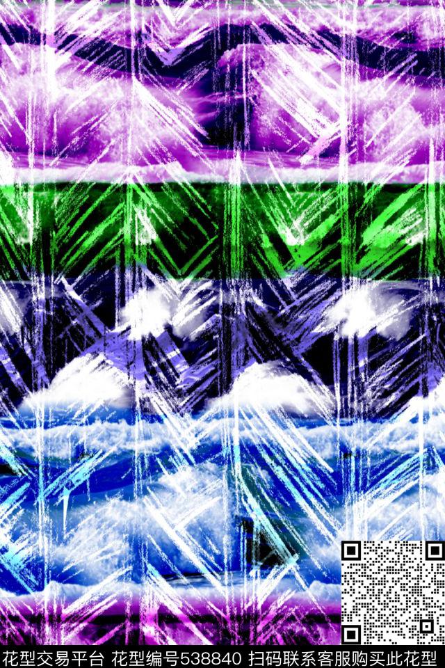 条纹时尚竖条数码印花华亿平台下载（图片编号: 538840） - 瓦栏（Walan）