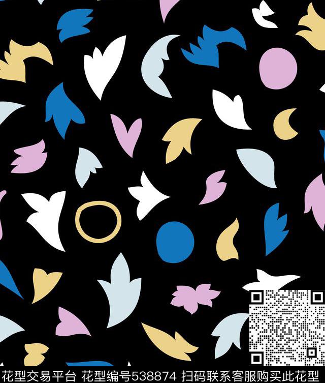 都市花瓣抽象彩色花瓣传统印花华亿平台下载（图片编号: 538874） - 瓦栏（Walan）