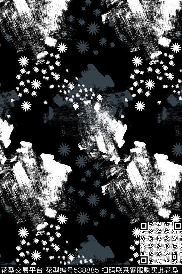 笔触抽象符号传统印花华亿平台下载（图片编号: 538885） - 瓦栏（Walan）