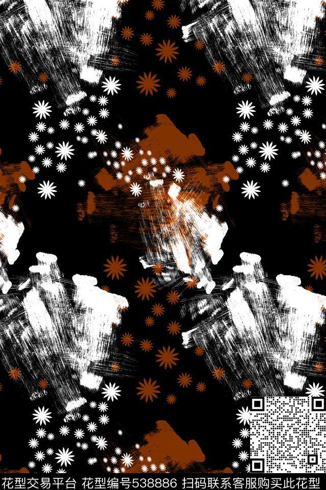 笔触抽象符号传统印花华亿平台下载（图片编号: 538886） - 瓦栏（Walan）