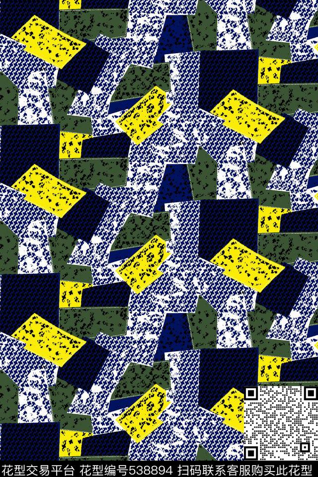 抽象几何补丁拼块传统印花华亿平台下载（图片编号: 538894） - 瓦栏（Walan）