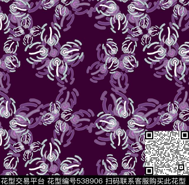 和风手绘涂鸦图案民族数码印花华亿平台下载（图片编号: 538906） - 瓦栏（Walan）