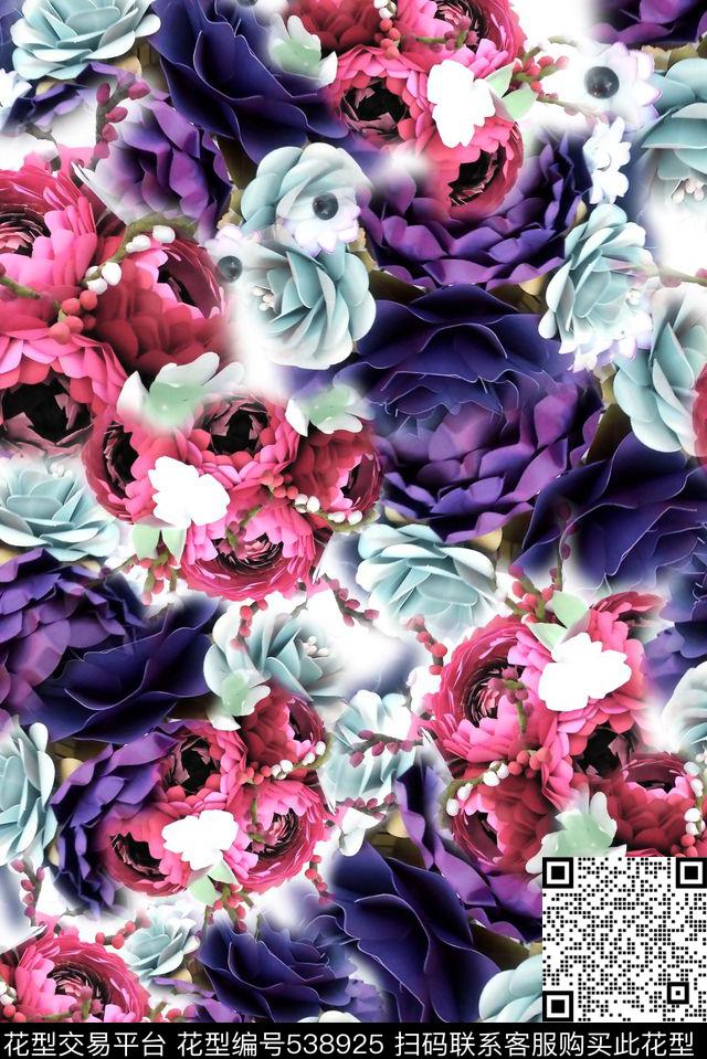 花卉花朵抽象数码印花华亿平台下载（图片编号: 538925） - 瓦栏（Walan）