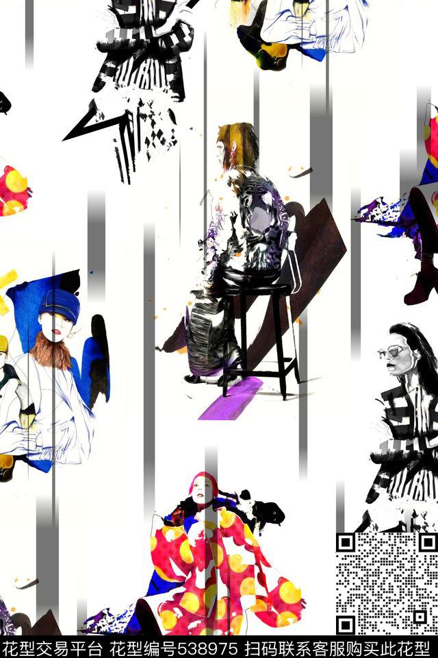 纯色底模特照片几何数码印花华亿平台下载（图片编号: 538975） - 瓦栏（Walan）