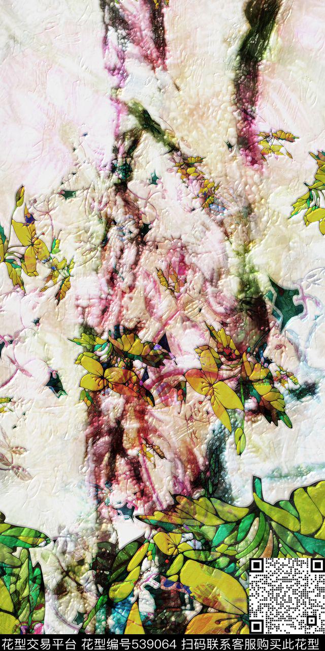 田园风小清新风景定位花数码印花华亿平台下载（图片编号: 539064） - 瓦栏（Walan）