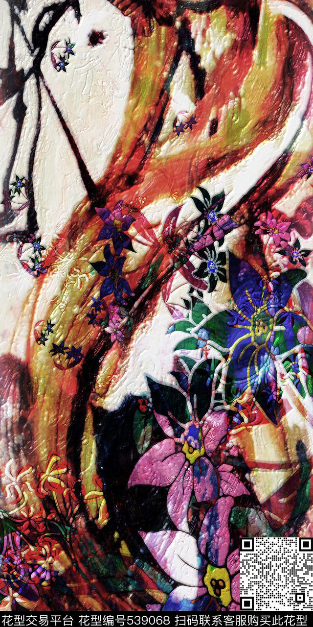 欧美时尚风景定位花数码印花华亿平台下载（图片编号: 539068） - 瓦栏（Walan）