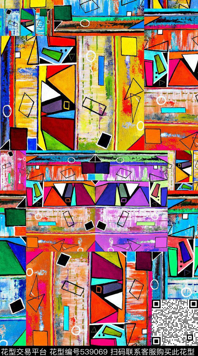 创意几何不规则数码印花华亿平台下载（图片编号: 539069） - 瓦栏（Walan）