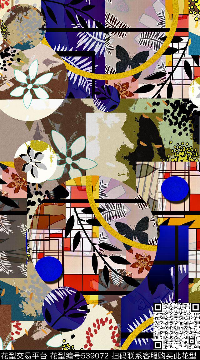 时尚服装拼接数码印花华亿平台下载（图片编号: 539072） - 瓦栏（Walan）