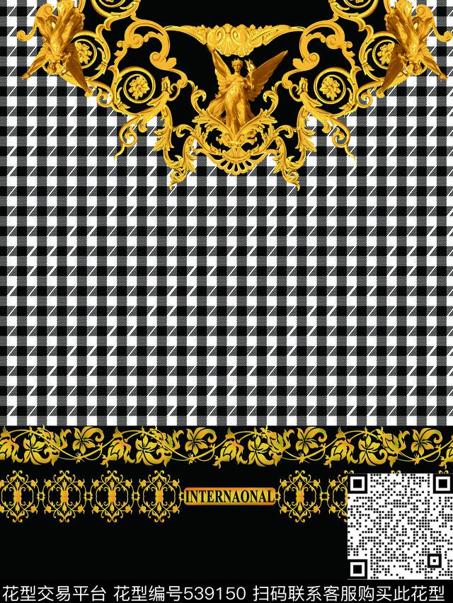 中国风圣母格子传统印花华亿平台下载（图片编号: 539150） - 瓦栏（Walan）