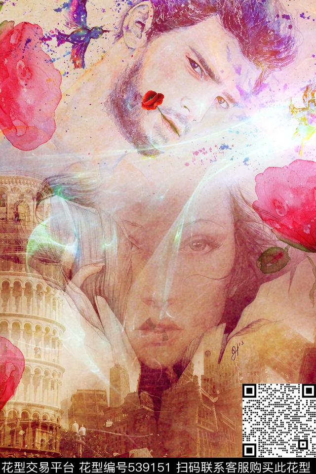 创意服装面料创意图案设计欧式建筑数码印花华亿平台下载（图片编号: 539151） - 瓦栏（Walan）