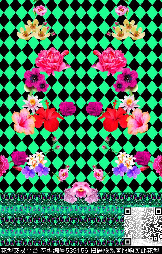 中国风几何方格数码印花华亿平台下载（图片编号: 539156） - 瓦栏（Walan）