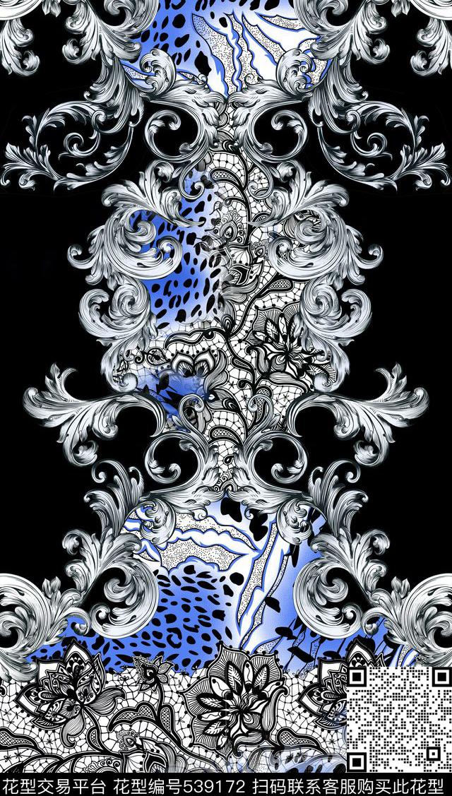 时尚欧式花纹豹纹数码印花华亿平台下载（图片编号: 539172） - 瓦栏（Walan）