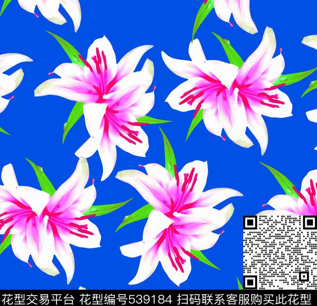 百合花花朵花卉数码印花华亿平台下载（图片编号: 539184） - 瓦栏（Walan）